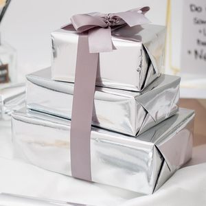 Merture Metallic Silver Wrapping <b>Paper</b> <b>Roll</b> 17 In X 16.4 Ft Solid Color With Cutting Lines For Gift <b>Wrap</b> Birthday Christmas - Product Image 5