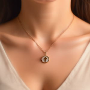 Collier Croix Chrétienne Plaqué Or C3232 pour Femme avec Chaîne Serpent et Sertissage Bezel – Bijou de Haute Qualité - Product Image 3