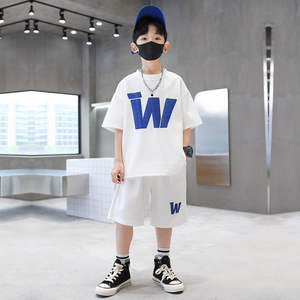 Traje de verano para niños, pantalones cortos deportivos de manga corta, conjunto de dos piezas, <span class=keywords><strong>ropa</strong></span> para <span class=keywords><strong>adolescentes</strong></span> - Product Image 5