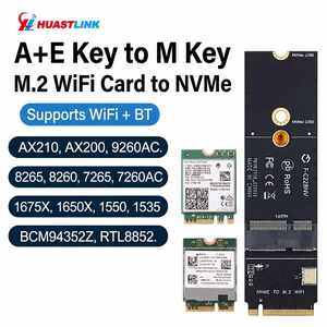 M.2ไร้สาย A + E คีย์สล็อต M.2 M อะแดปเตอร์ WIFI สำหรับ Intel AX210 <span class=keywords><strong>AX200</strong></span> BCM94352Z การ์ดพอร์ต NVMe PCI Express SSD - Product Image 1