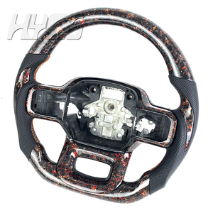 Accessoires de voiture, mise à niveau sportive, volant en fibre de carbone forgée pour <span class=keywords><strong>Ford</strong></span> <span class=keywords><strong>Raptor</strong></span> F150 <span class=keywords><strong>2021</strong></span> à 2025 avec cuir perforé - Product Image 2