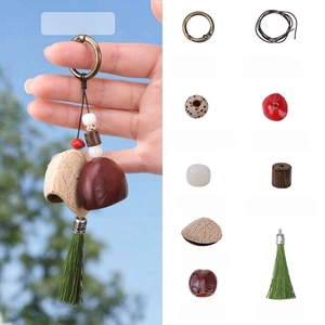 Wholesale Bohemian Natural Fruit Shell Keyring DIY Bodhi‑seed Beads <b>Tassel</b> <b>Key</b> Chain Backpack Pendant - Product Image 4