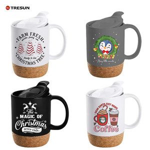 Vente en gros blanc noir mat personnalisé impression de logo personnalisé tasse à café en céramique de haute qualité à fond en liège - Product Image 4