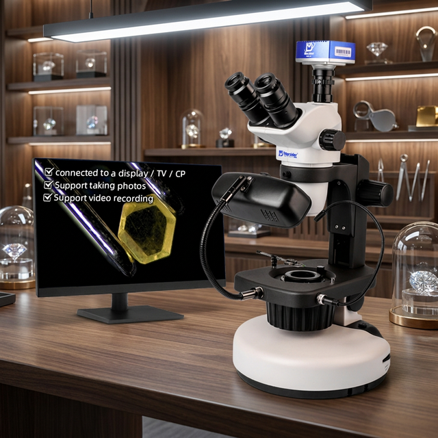 MSD210-4K Trinocular Stereo Microscope with 4K Camera for Jewelry Store Gem Testing Diamond Inspection and Laboratory Use