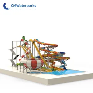 2024 Neue Kombination Körperrutschen Erwachsene Wasserschwimmbirschläufe Wasserspark Fiberglas Schwimmbad-Rutschen für Grundbecken