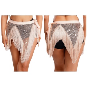 Pañuelo de cintura para danza del vientre para mujer, con lentejuelas y flecos, panel triangular, accesorio para festivales tribales y fiestas rave, personalizable - Product Image 2
