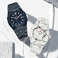 Montre pour homme avec bracelet en acier inoxydable à motif marbré, boîtier en alliage, cadran de 41 mm, style business, cadran à aiguilles, calendrier, quartz, étanche