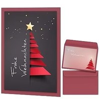 Tarjeta de Felicitación Navideña 3D con Diseño de Árbol de Navidad Semi-Oculto, Tarjeta Plegable en Forma de Sobre, Papel Ecológico, Tamaño Personalizado