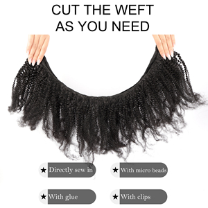 Bán buôn Brazil Remy máy đôi sợi ngang 4C afro coily kinky xoăn tự nhiên màu đen bó tóc con người - Product Image 5