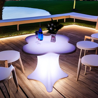 Table basse en forme de fleur avec éclairage LED pour meubles d'extérieur imperméables, 16 couleurs
