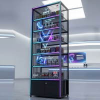 Vitrine de présentation de haute qualité pour le commerce de détail, présentoir mural en verre avec éclairage LED et écran numérique
