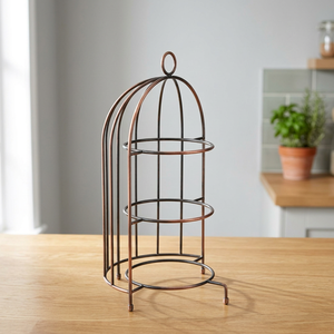 Soporte de Pastel de 3 Niveles en Forma de Jaula de Pájaro, de Metal Antiguo Color Cobre, para Exhibición de Postres en Bodas, Estilo Chaman India - Product Image 3