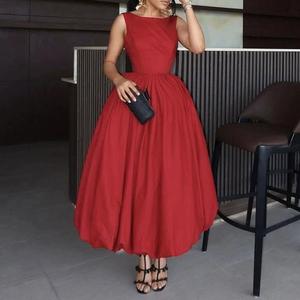 เดรสแฟชั่นฤดูร้อนสำหรับผู้หญิง ทรงพลีท คอวี แขนกุด เปิดหลัง สไตล์ลำลองสุดฮอต - Product Image 1