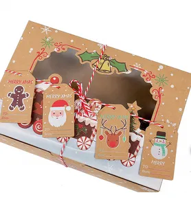 空食品面包店处理牛皮纸礼物圣诞快乐饼干盒
