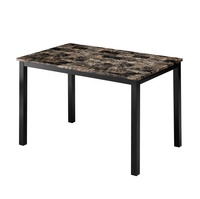 Ensemble de salle à manger moderne pour 4 personnes avec plateau en marbre et quatre pieds, style ferme, table et chaises en métal pour la maison ou l'appartement