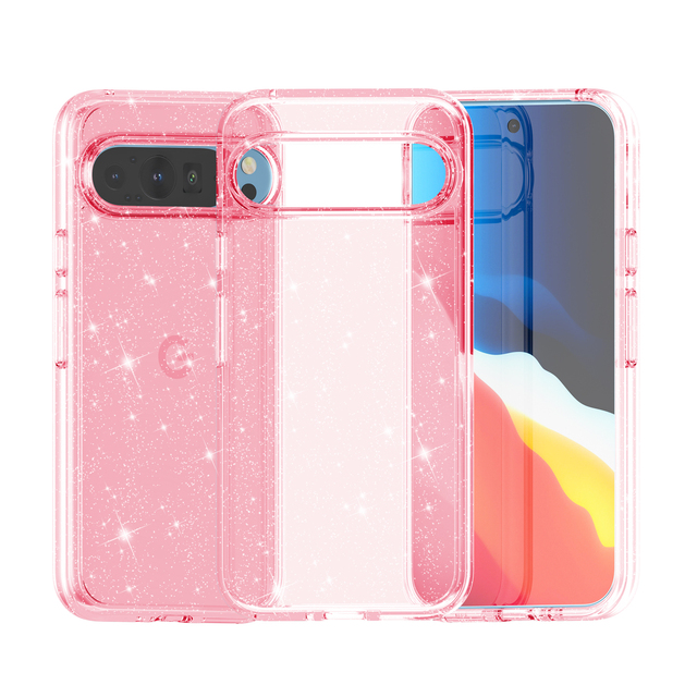 Glitter Back Cover Full Protective Case Hybrid 2 in 1 TPU+PC Rugged Shockproof Phone Case for Google Pixel 9 8A 9 Pro