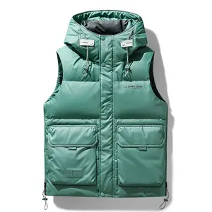 OEM Custom Plus size mens puffer gilet down vest freestyle pu leather lite winter down Quilted Vest for men