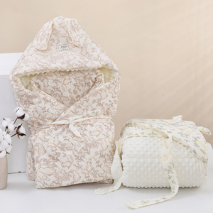 Lo último Gots Soft Warm Print Thickened Newborn Muslin Fleece Cuddle Swaddling para Winter Mom Baby Swaddle - Product Image 4