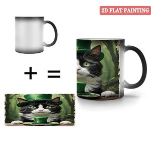 Mug en céramique noir givré 11oz, tasse à boire activée par la chaleur pour usage quotidien - Product Image 4