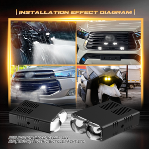 Nuevo Faro Auxiliar Bi-LED T2 para Motocicleta y <span class=keywords><strong>Coche</strong></span>, Resistente al Agua IP68, 80W, 8000 Lúmenes, 3000K, Lente de Proyección Antiniebla - Product Image 6