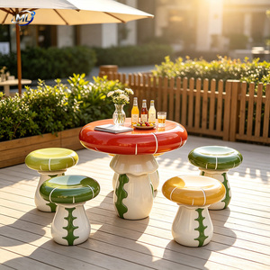 Fiberglass Mushroom Table and <b>Stool</b> Set Outdoor <b>Garden</b> Patio Resort Theme Park Furniture - Product Image 3
