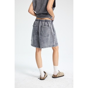 Ropa de calle holgada personalizada, pantalones cortos informales de verano con borde crudo, traje diario Retro, pantalones cortos de algodón lavado Vintage Unisex - Product Image 5