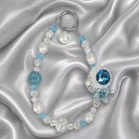 Breloque de sac de luxe bleue astronaute perlée, pendentif de téléphone en strass et cristal argenté, vente en gros