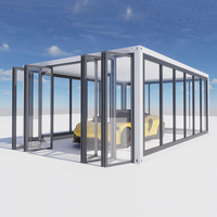 Abri de voiture/garage pour 1-2 véhicules, design moderne personnalisé avec verre sur quatre côtés, luxe haut de gamme, installation facile