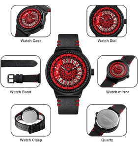 Montre jante de haute qualité en gros logo personnalisé montres de spinng quartz filature étanche poignet roue de voiture montre rotation - Product Image 3