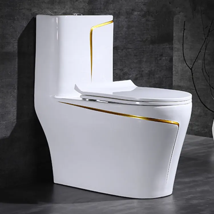 Mangkuk Toilet Warna Satu Potong Populer Tempat Duduk Toilet Warna Emas