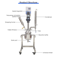 LABOAO Réacteur de laboratoire en acier inoxydable à double enveloppe de 2L, cuve de réaction chimique agitée