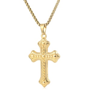 yunnique <b>Cross</b> Pendant Necklace Steel Gold Zinc Alloy Geometric Design Gift Jewelry for <b>Men</b> Women - Product Image 1