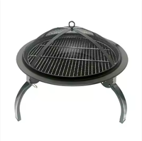 Nouvelle Brasero de Jardin Extérieur avec Protection Anti-Étincelles, Grille et Étagère pour Barbecue
