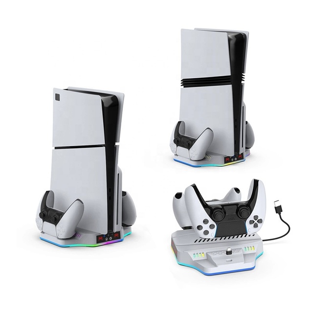 TP5-3583B Cooling and Charging Base With RGB Light for PS5 PRO/SLIM Vertical Stand Storage Bracket