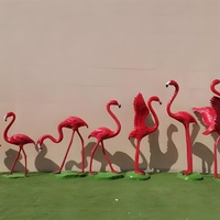 Sculpture de flamant rose grandeur nature en fibre de verre de haute qualité, sur mesure pour la décoration des zoos et parcs