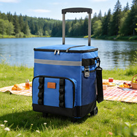 Glacière roulante portable pour pique-nique en extérieur, sac isotherme à roulettes pour voiture, boîte isotherme pliable en tissu Oxford 35L