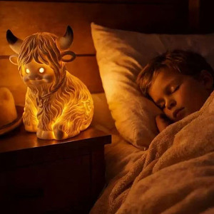 Highland Cattle <b>Lamp</b> Resin Table <b>Lamp</b> Led Night Light Tap Control <b>Usb</b> Power Home Decor - Product Image 3