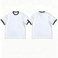 T-shirt Ringer Oversize Vintage 270 g/m² à Col Rond Court, en Tissu Tricoté Vierge, Fabrication Personnalisée, Meilleure Vente