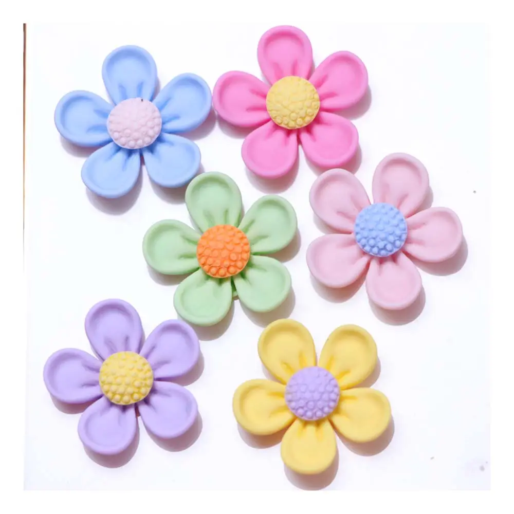 Wholesale Resin Flower Stickers BEautiful Colorful Flowers Kawaii DIY Sticker Hairclip Phone Case Bead