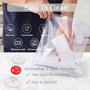 Bolsa con Cierre Hermético Reutilizable de Alta Calidad con Válvula de Vacío Patentada, Mejor Sellado - Product Image 4