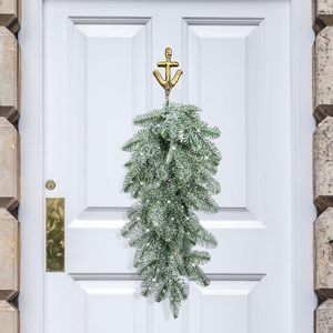 Huang Tao Christmas Flocked Garlands 48 In Green Snow <b>Covered</b> Hanging Decor For Door <b>Window</b> Holiday Decoration - Product Image 3
