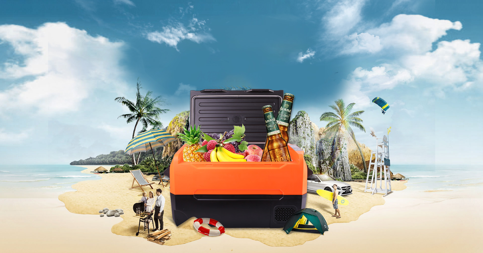 55L New Style Camping Fridge Freezer 12v 24v 220v Mini Refrigerator For Car