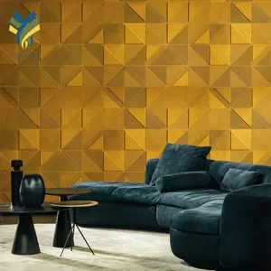 YKTB2023 Custom Geometric Abstract Sound Proof Wall Papers Decor Wall Living Room Gold 3D Velvet Wallpaper Home Decoration