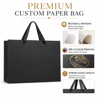Sacs en papier personnalisés haut de gamme noirs pour le shopping, sacs d'emballage pour costumes, adaptés aux magasins de vêtements et aux cadeaux, sacs fourre-tout