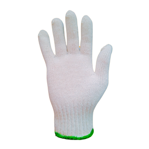 Guantes de Trabajo de Algodón con Puño Tejido Antideslizante, Duraderos, de Uso General, Blancos con Puño Verde - Product Image 1