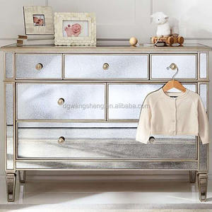 Cómoda Alta con Espejo <span class=keywords><strong>Reme</strong></span>, 5 Cajones con Tiradores de Cristal Curvos - Product Image 5