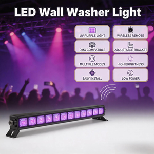Barre lumineuse LED UV en aluminium 12*3W IP65 395nm avec interrupteur marche/arrêt pour scène, discothèque, fête d'Halloween, effet fluorescent - Product Image 3