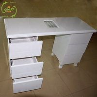Table de manucure portable moderne et élégante en métal blanc pour salon de beauté avec ventilateur d'extraction