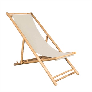 Chaise longue pliable d'été de haute qualité, avec auvent <span class=keywords><strong>amovible</strong></span>, cadre en bambou, chaises de plage en bois à 4 Positions - Product Image 5
