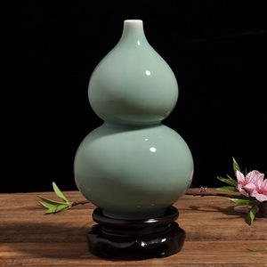 Vase décoratif en forme de gourde, vase en porcelaine bleue et blanche, meuble TV, arrangement floral, décoration intérieure, artisanat rétro, plu - Product Image 4